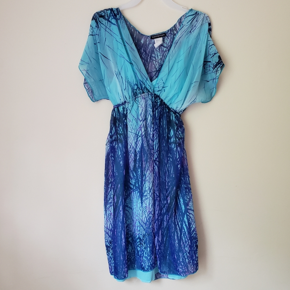 2 Piece Blue Dress / Pool Cover Up Size Small